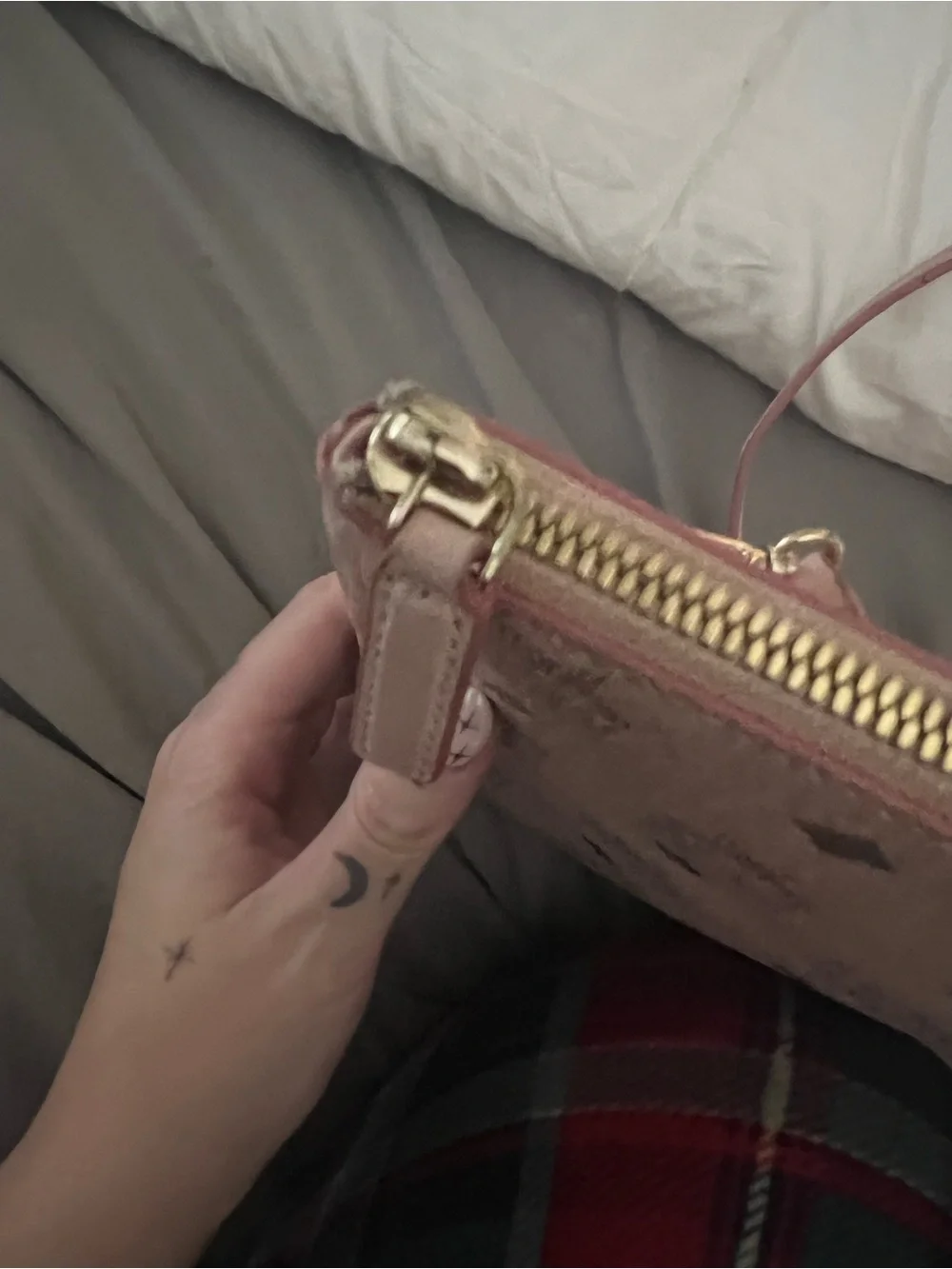 MCM Pink and Grey Visetos Crossbody Bag